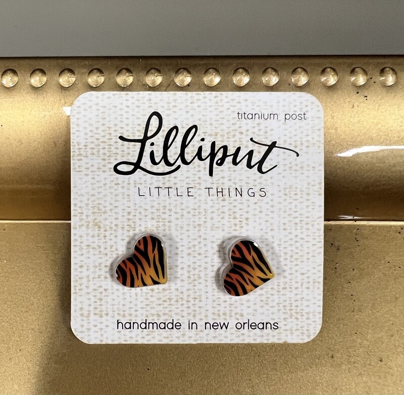 Lilliput Tiger Stripe Heart Earrings