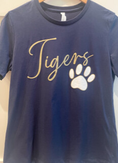 Ladies Navy Tigers/Paw T-shirt