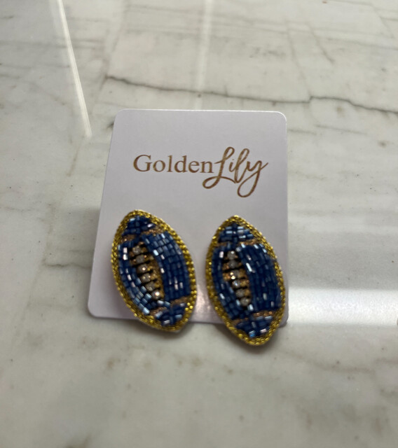 Beaded Football Earrings