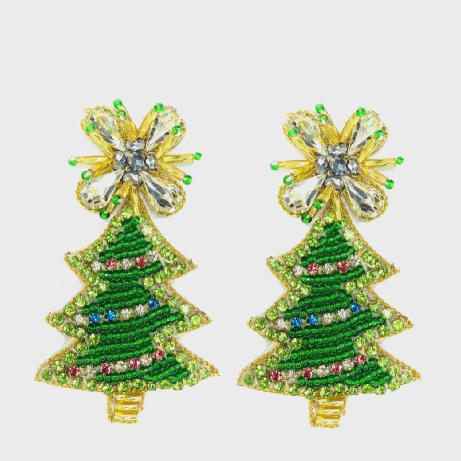 Green Christmas Tree Earrings