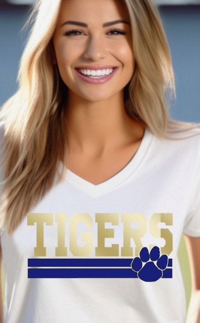V-Neck Tiger Paw White