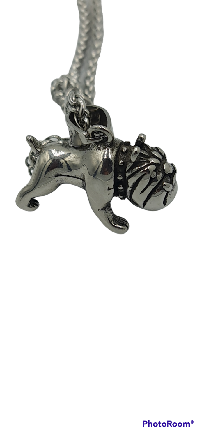 &gt;Pendentif bulldog Acier inoxydable 316 L