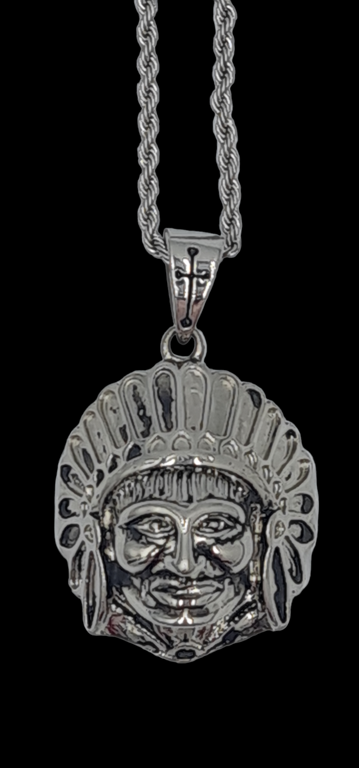Pendentif tete indien acier inoxydable 316L