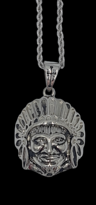 Pendentif tete indien acier inoxydable 316L