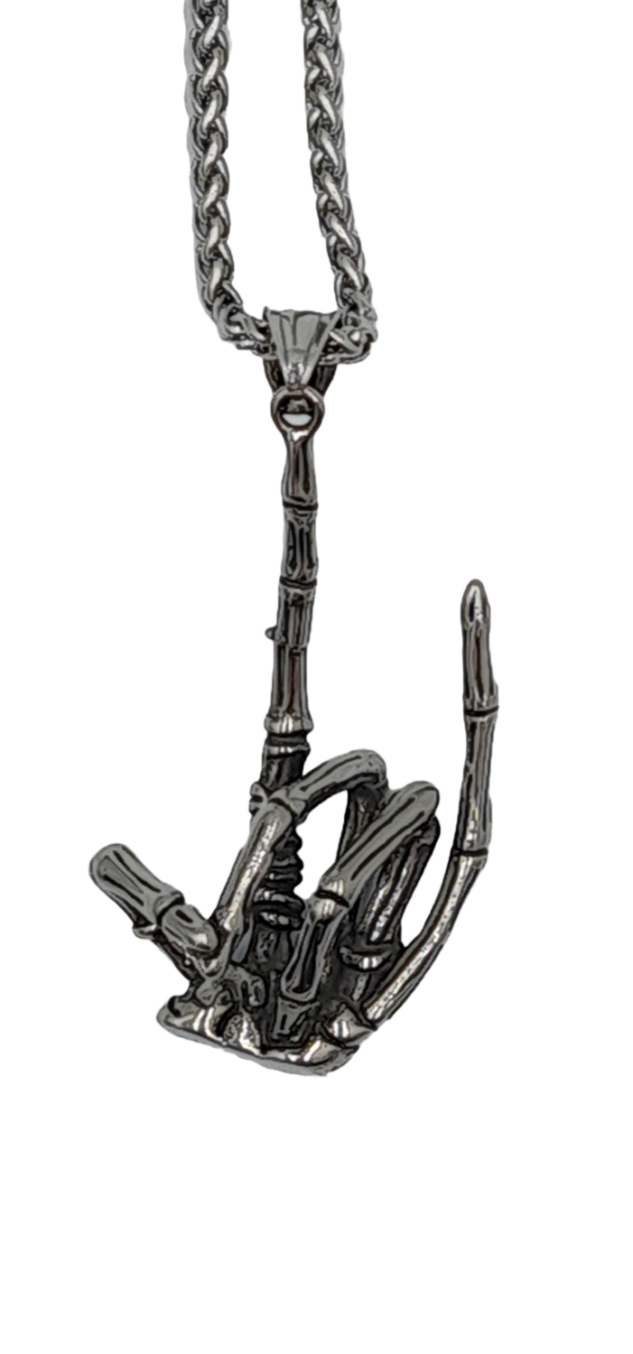 Pendentif main signe biker acier inoxydable 316L
