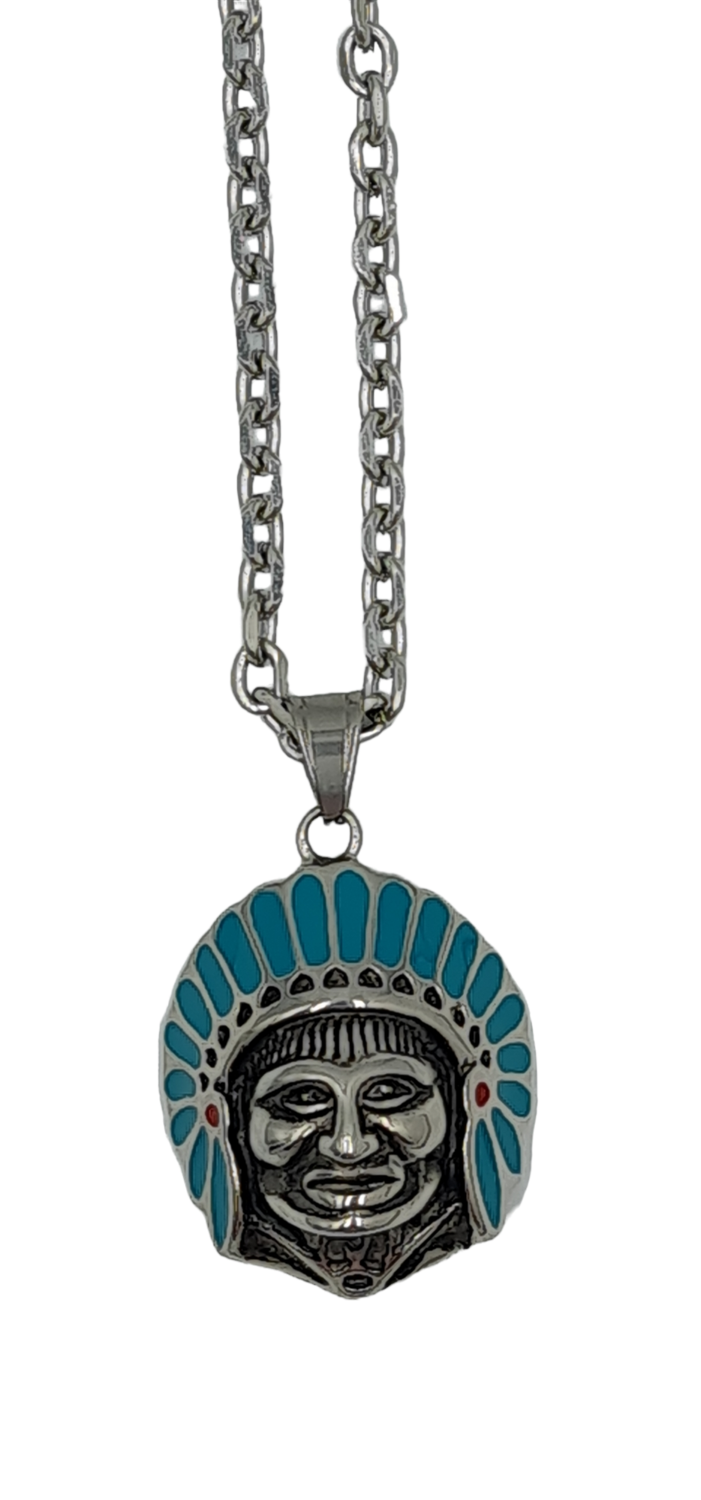 Pendentif tête indien acier inoxydable 316L