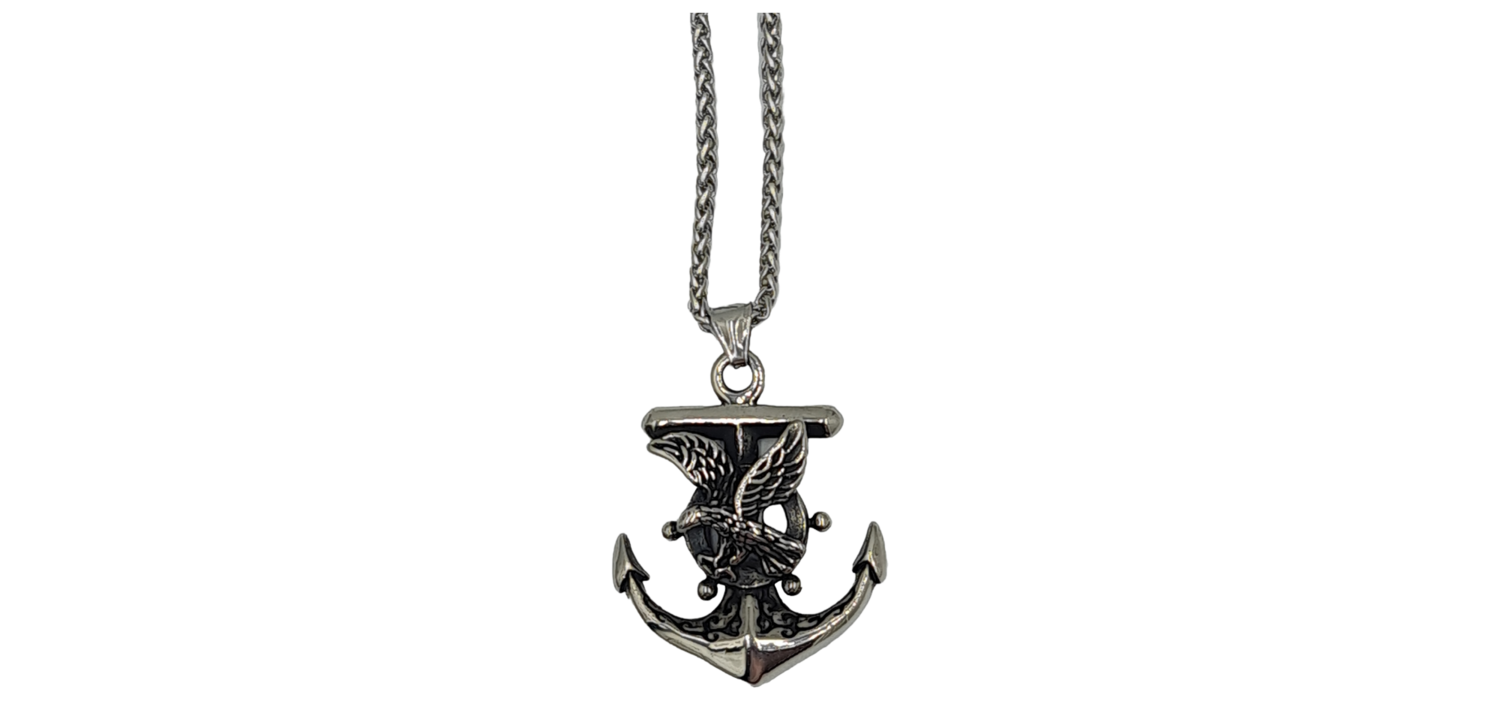 Pendentif ancre avec aigle acier inoxydable 316L