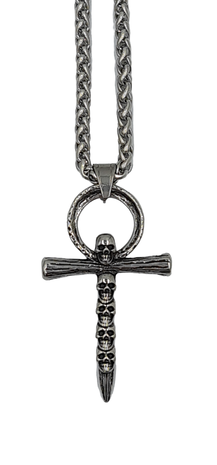 Pendentif gothique croix skull Acier inoxydable 316L