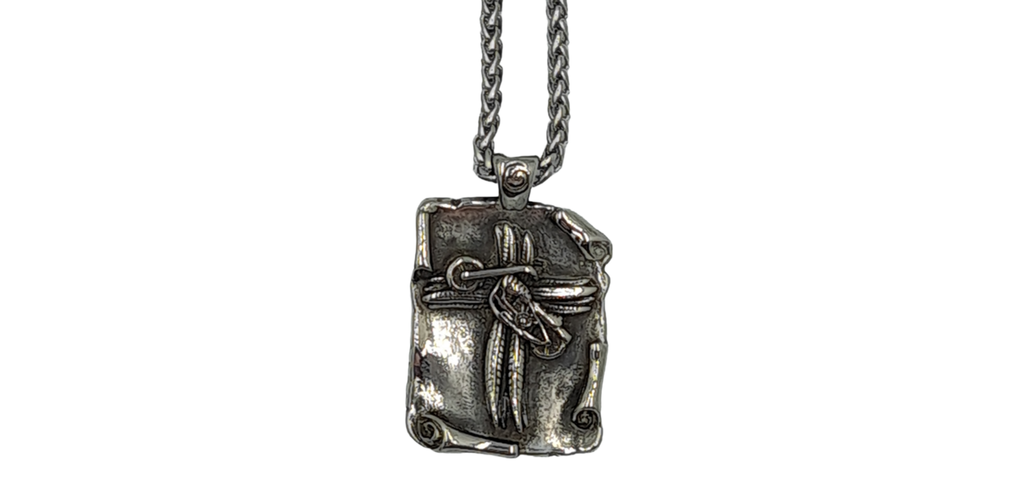 Pendentif plaque croix et moto acier inoxydable 316L