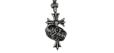 Pendentif croix tête de mort acier inoxydable 316L