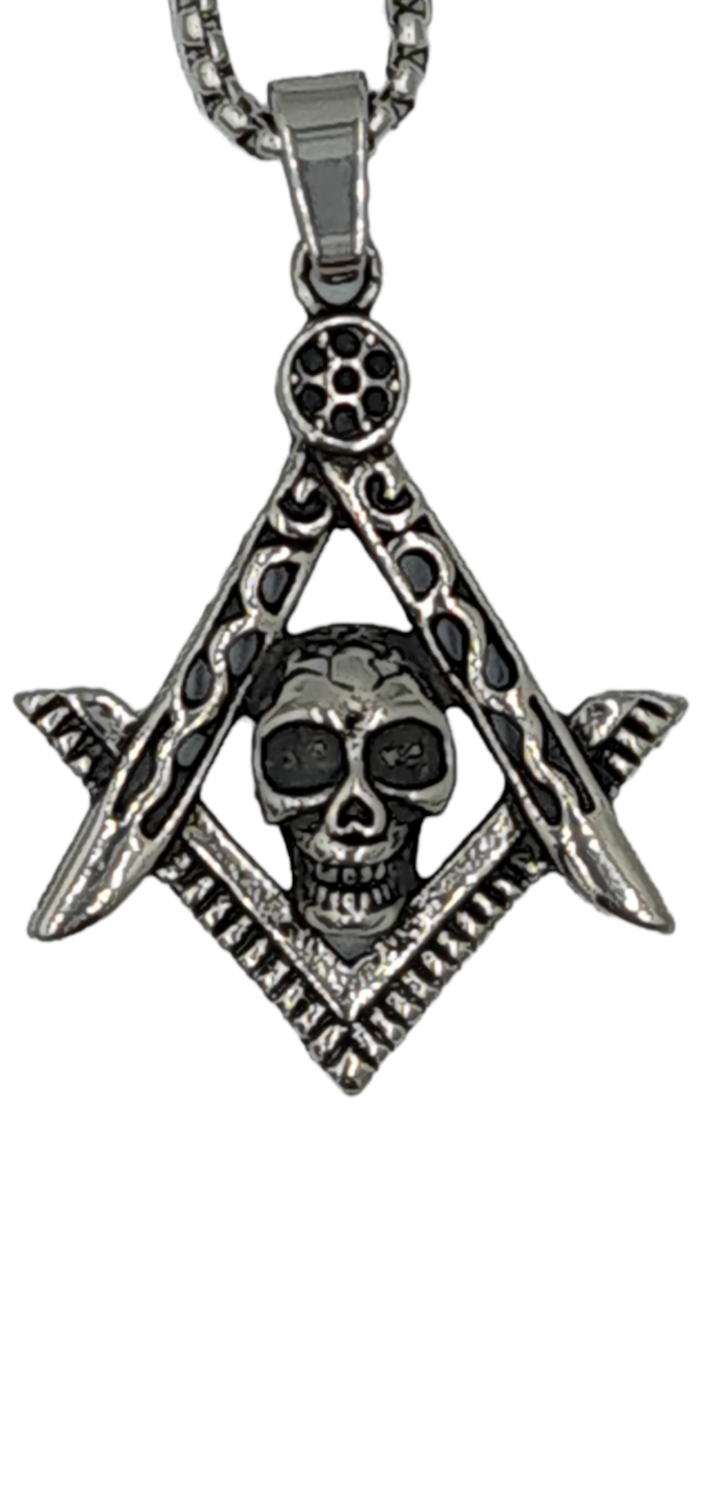 Pendentif franc maçon skull acier inoxydable 316L
