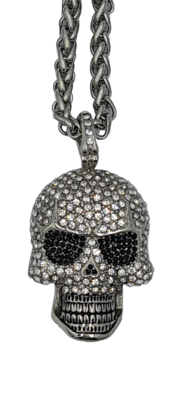 Pendentif tête de mort strass acier inoxydable 316L
