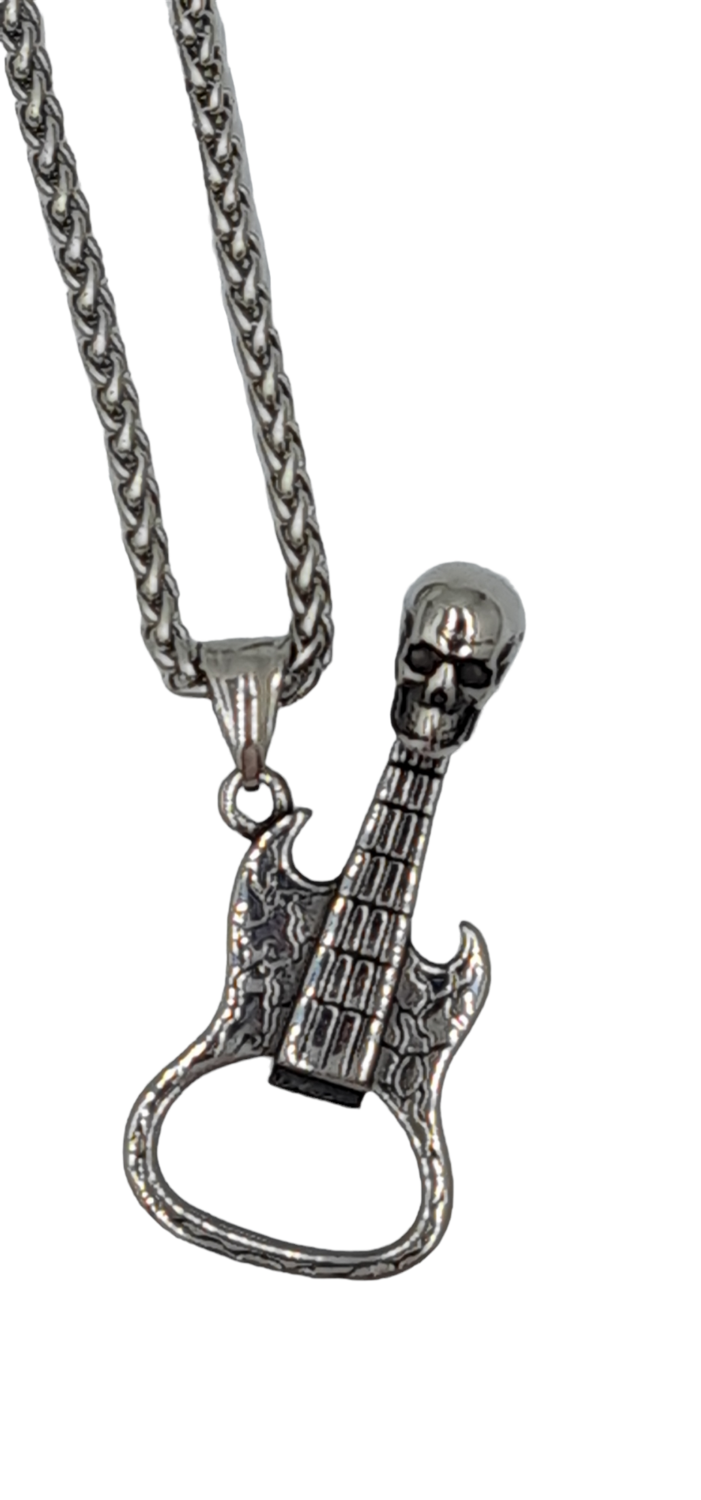 Pendentif guitare décapsuleur acier inoxydable 316L