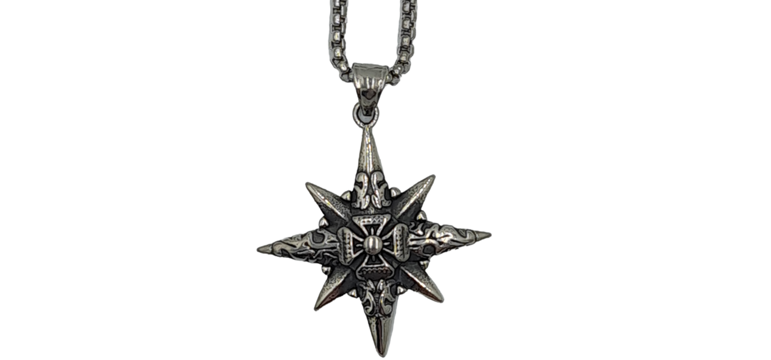 Pendentif étoile croix de malte acier inoxydable 316L