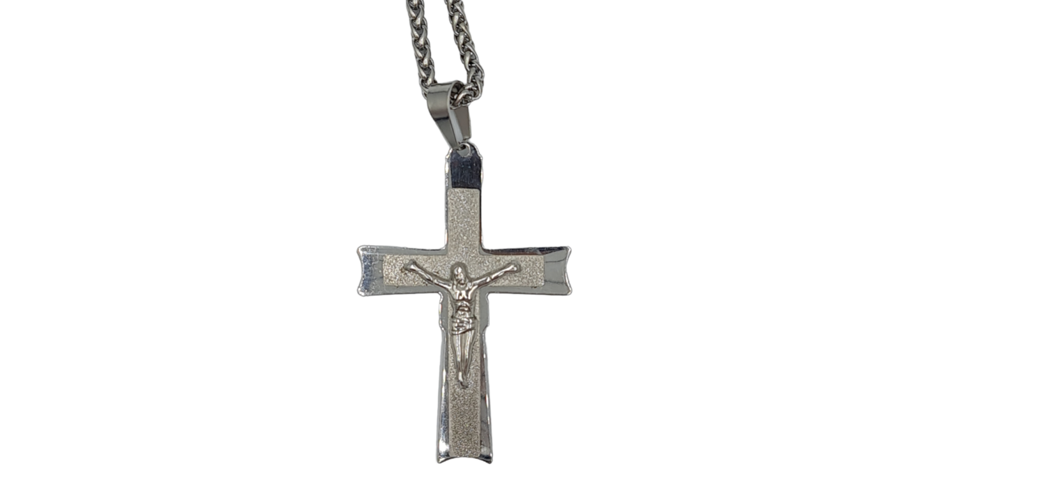 Pendentif croix Christ acier inoxydable 316L