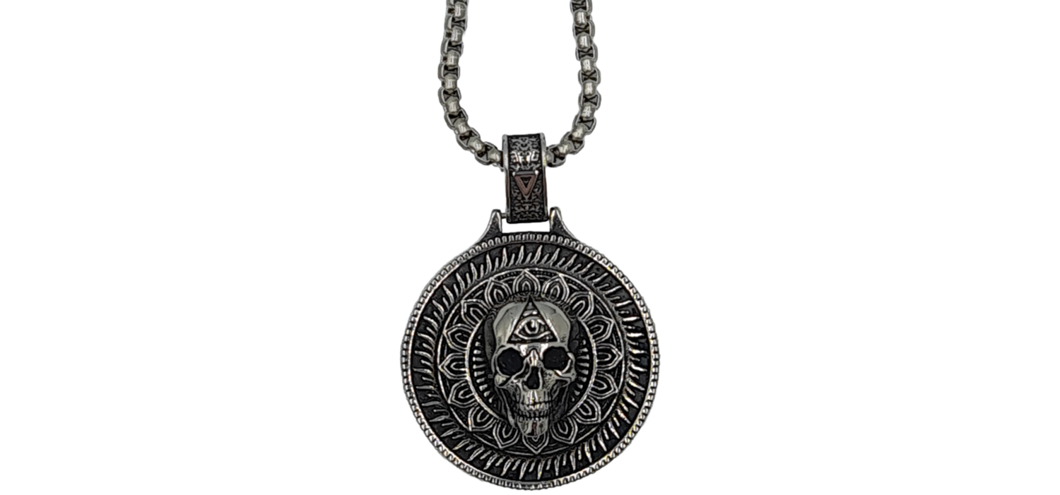 Pendentif tête de mort acier inoxydable 316L