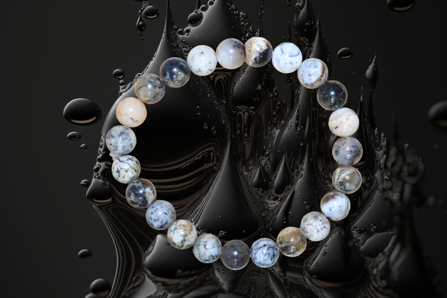 Bracelet pierre naturelle Jaspe Dentitrique