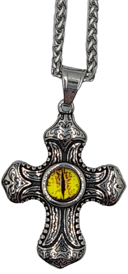 Pendentif Croix mauvais œil acier inoxydable 316L