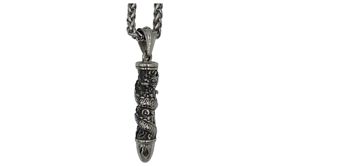 Pendentif balle avec serpent acier inoxydable 316L