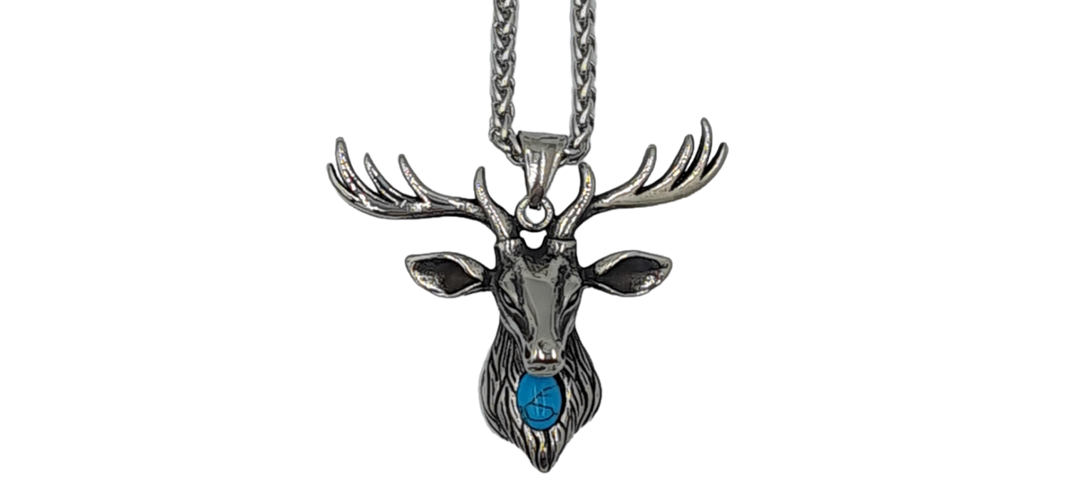 Pendentif tête de cerf acier inoxydable 316L