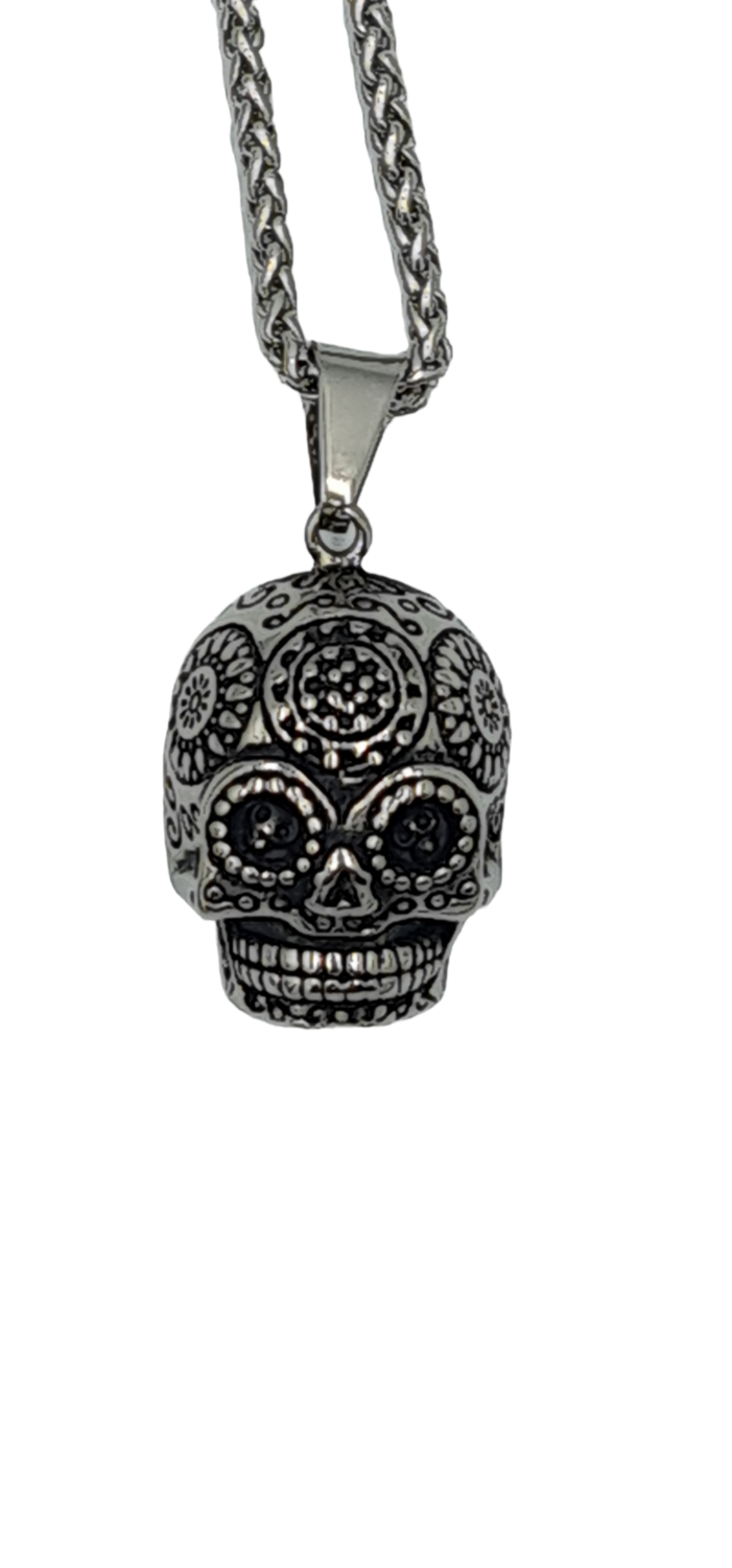 Pendentif tête de mort Mexicaine acier inoxydable 316L
