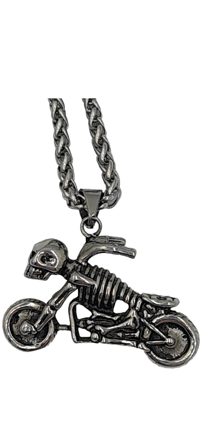 Pendentif moto squelette acier inoxydable 316L