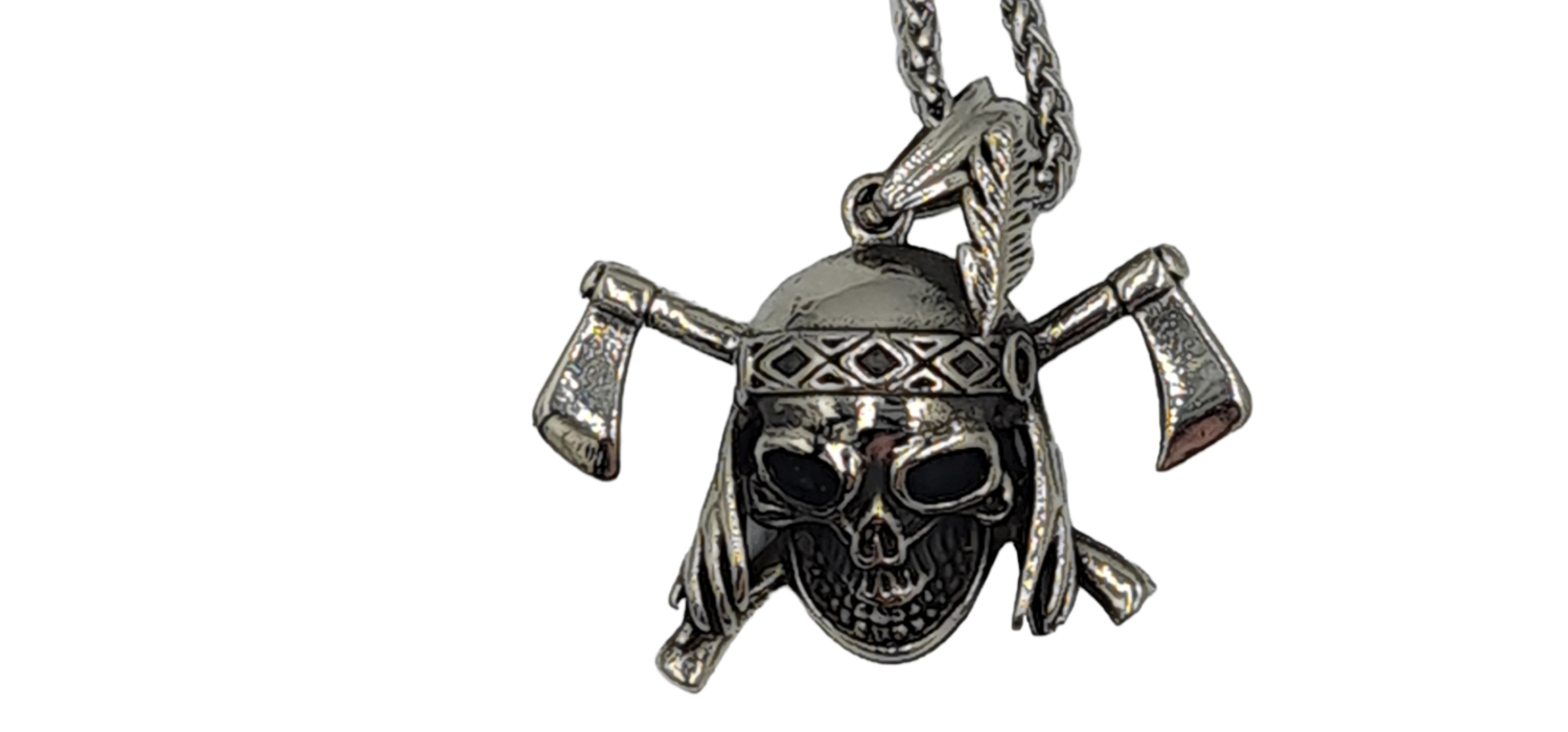 Pendentif tête de mort apache acier inoxydable 316L