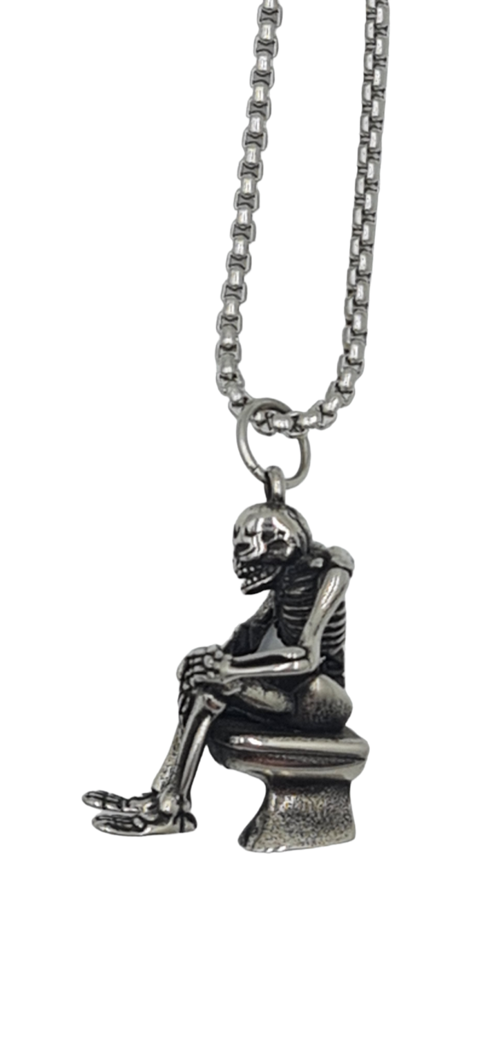 Pendentif squelette sur wc acier inoxydable 316L