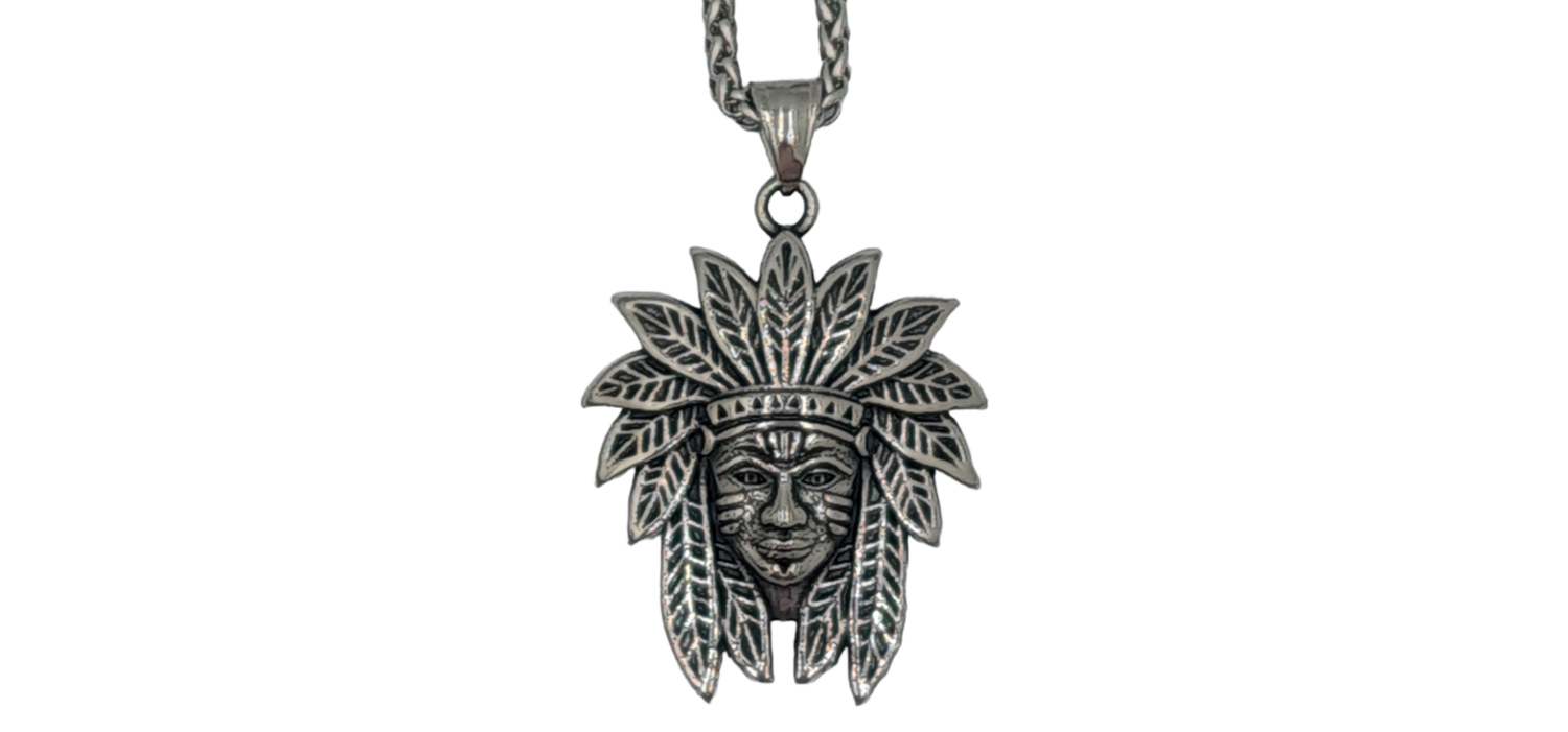 Pendentif tête indien acier inoxydable 316L