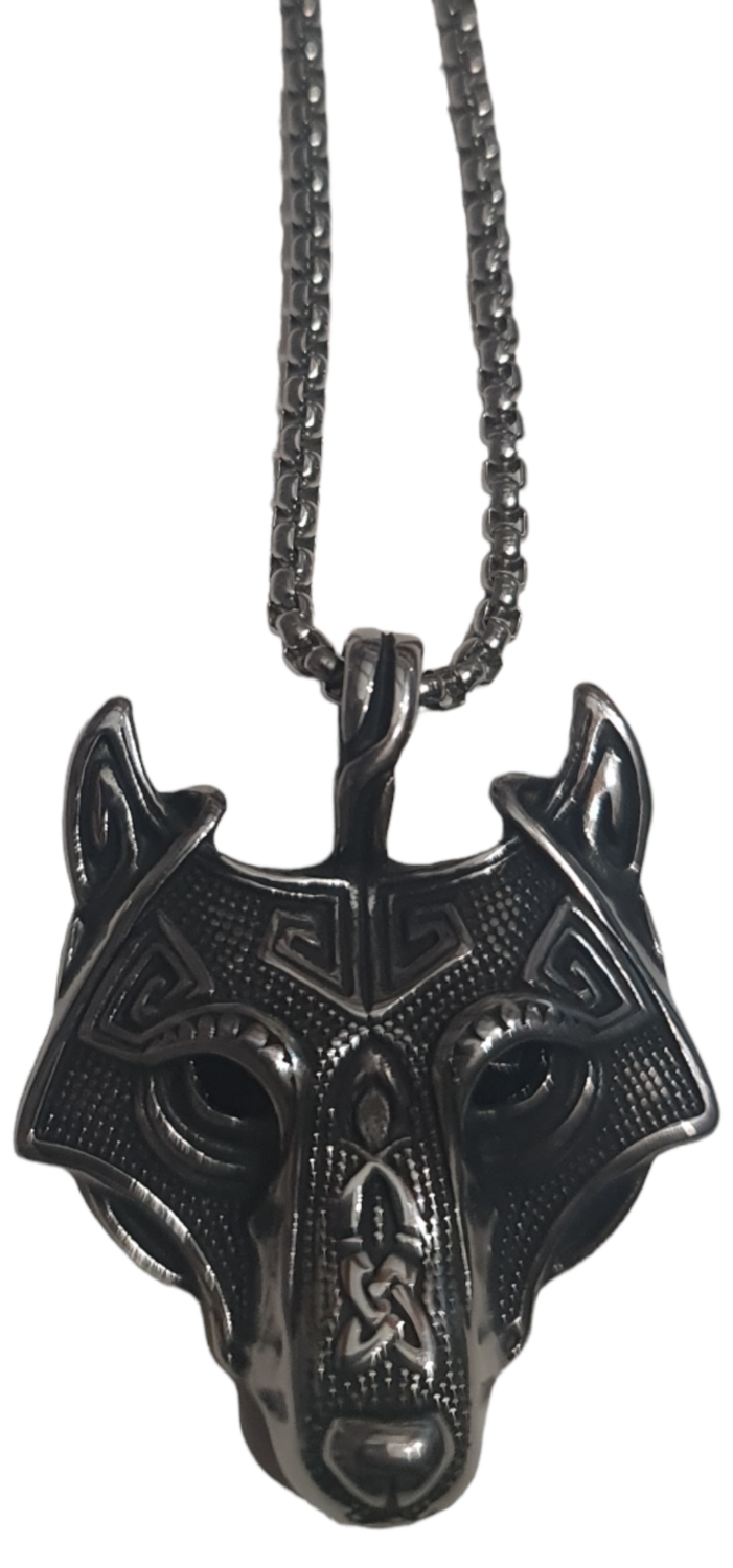 Pendentif viking loup de fenrir acier inoxydable 316L