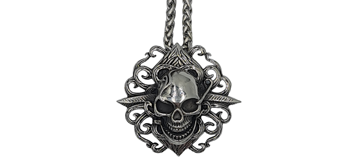 Pendentif tête de mort acier inoxydable 316L