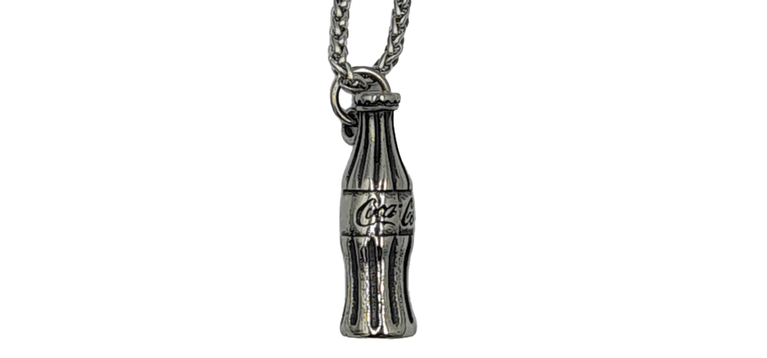 Pendentif bouteille soda acier inoxydable 316L