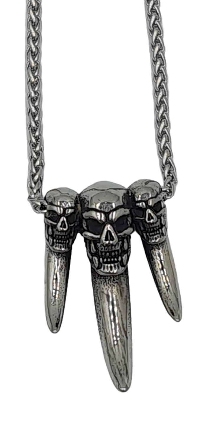 Pendentif dent de loup tête de mort acier inoxydable 316L