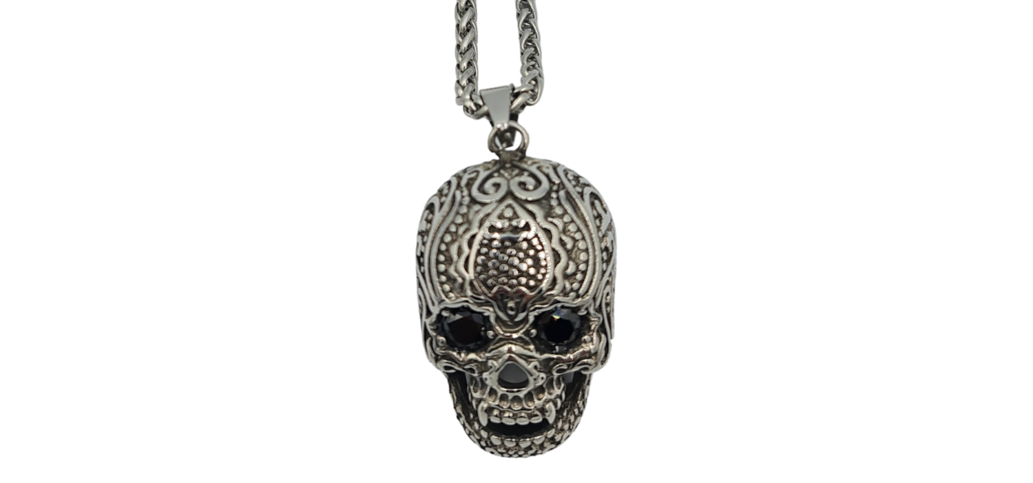 Pendentif tête de mort mexicaine acier inoxydable 316L
