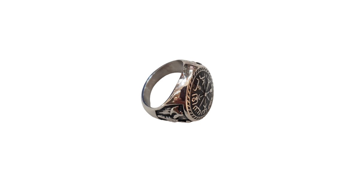 Bague Viking Boussole de protection Acier inoxydable 316L