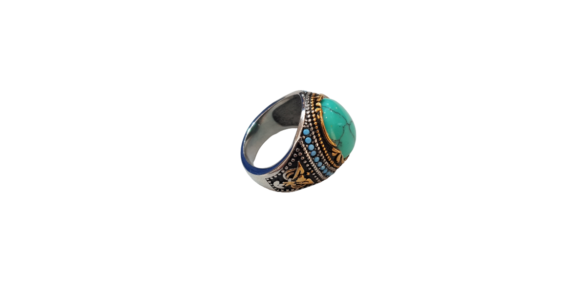 Bague Véritable turquoise Acier inoxydable 316L