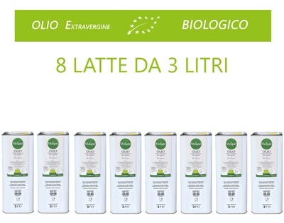 ---&quot;SPEDIZIONE GRATUITA&quot; --- 8 latte da 3 litri di Olio extravergine di oliva &quot;MELQART&quot; 100% Siciliano 2023-24 
BIOLOGICO