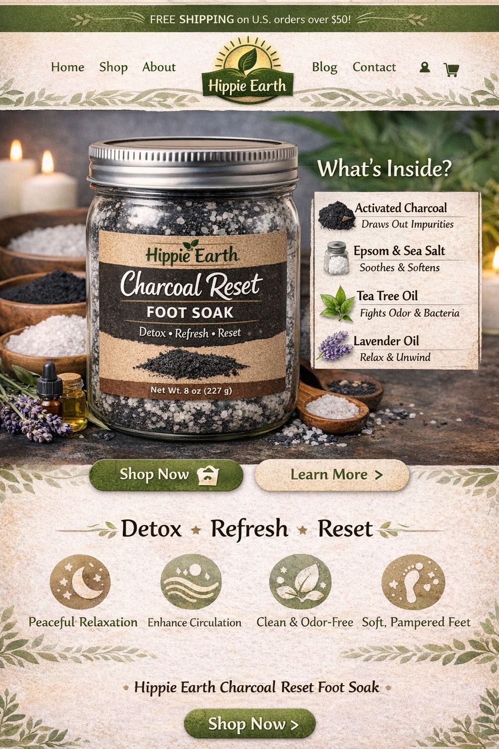 Hippie Earth Night Detox Foot Soak (Sleep Better Tonight) 4 oz