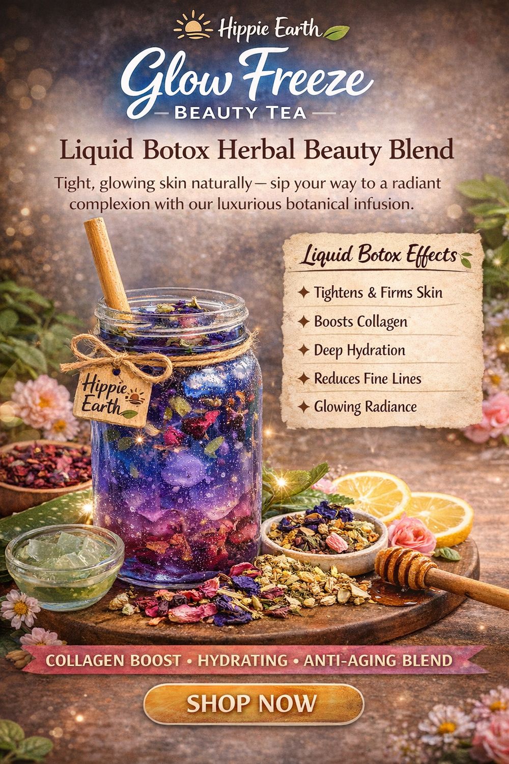 Hippie Earth's Liquid Botox Herbal Blend 4 oz