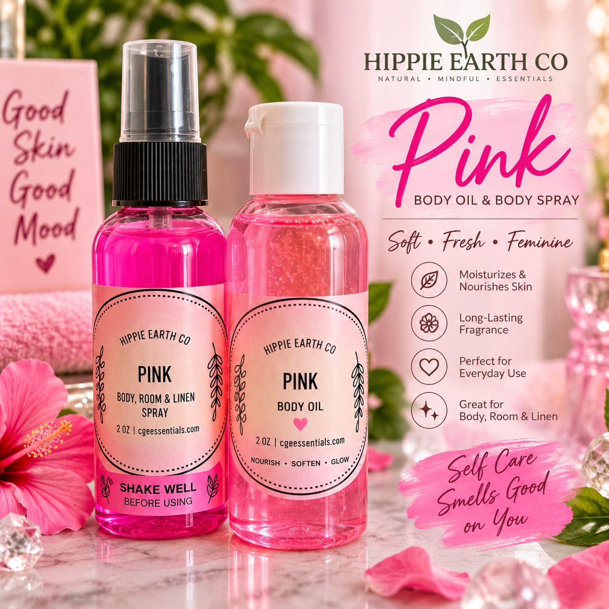 Hippie Earth Co. Body Oil &amp; Body Spray Duo
