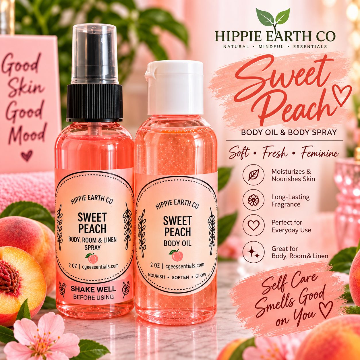 Hippie Earth Co. Body Oil &amp; Body Spray Duo