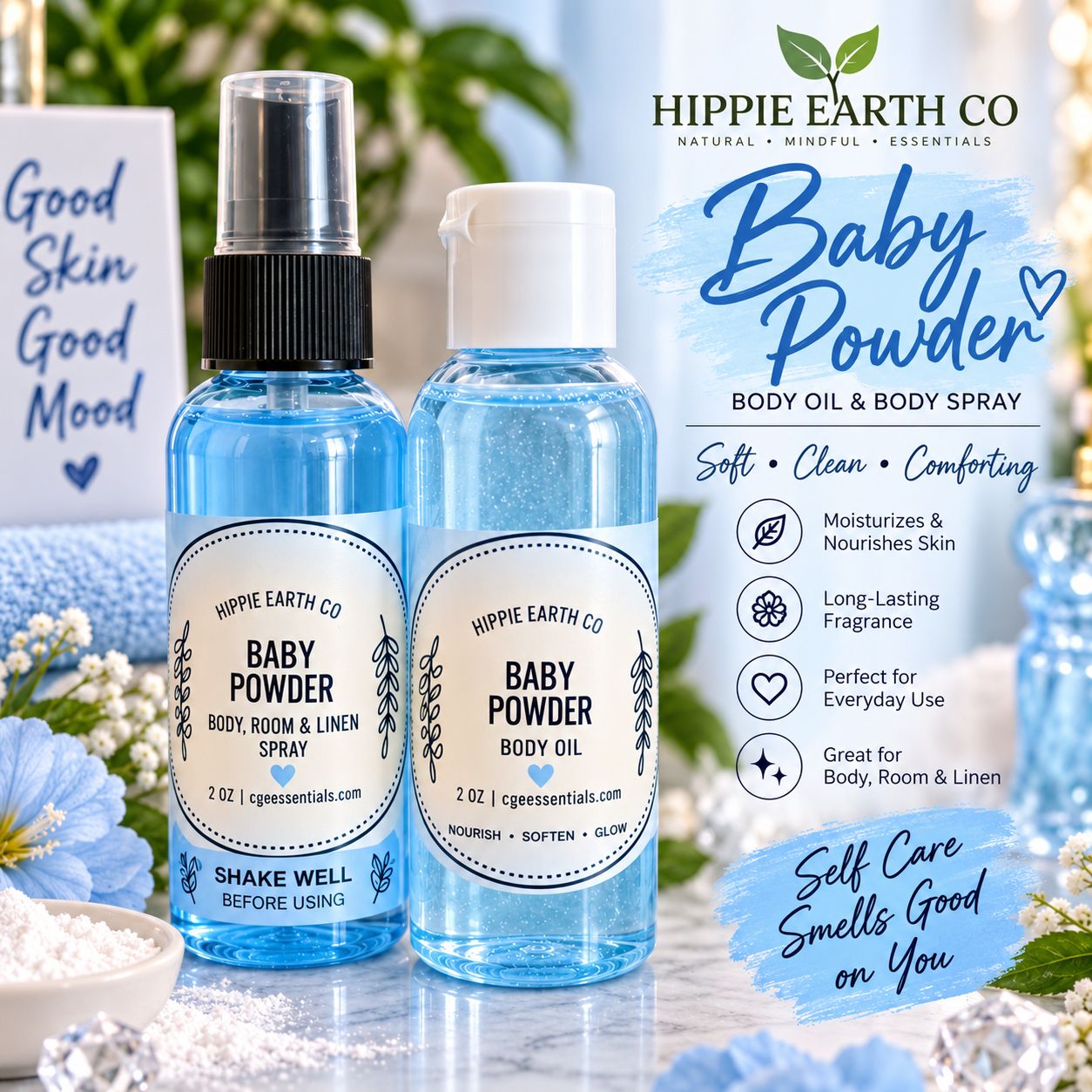Hippie Earth Co. Body Oil &amp; Body Spray Duo 2 oz