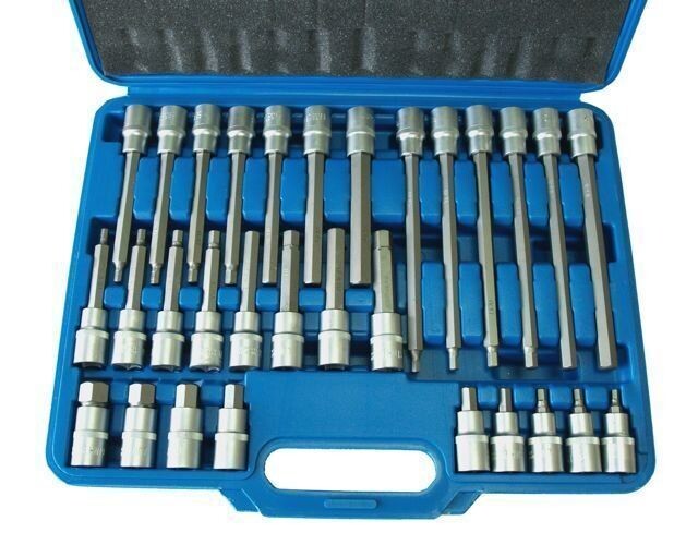 SECHSKANT BITS 1/2 Innensechskant 5-19mm Kurz-Lang 30tlg. CRV Bit Nuss