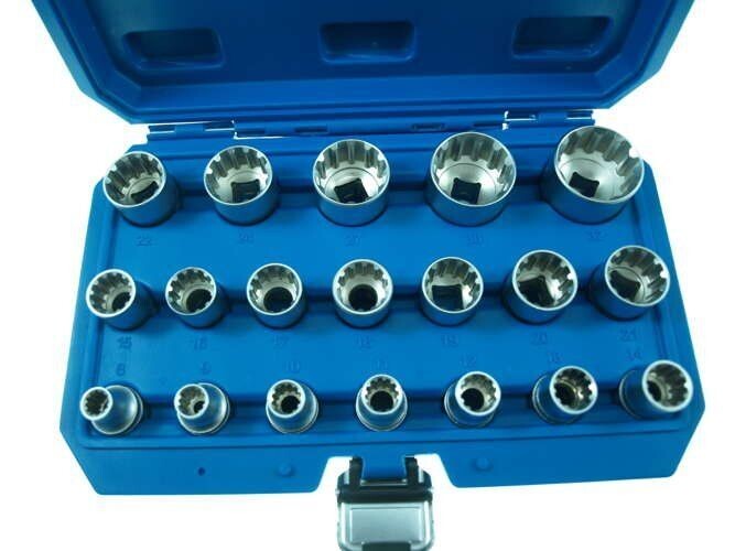Steckschlüssel-Satz, Vielzahn, 12-kant Steckschlüssel Set 1/2" 8-32mm 19-tlg.