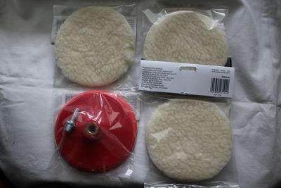 3 Polierscheibe mit Klett Lammfell Polierpad 3x Ø 150mm + Klett-Stützteller Set