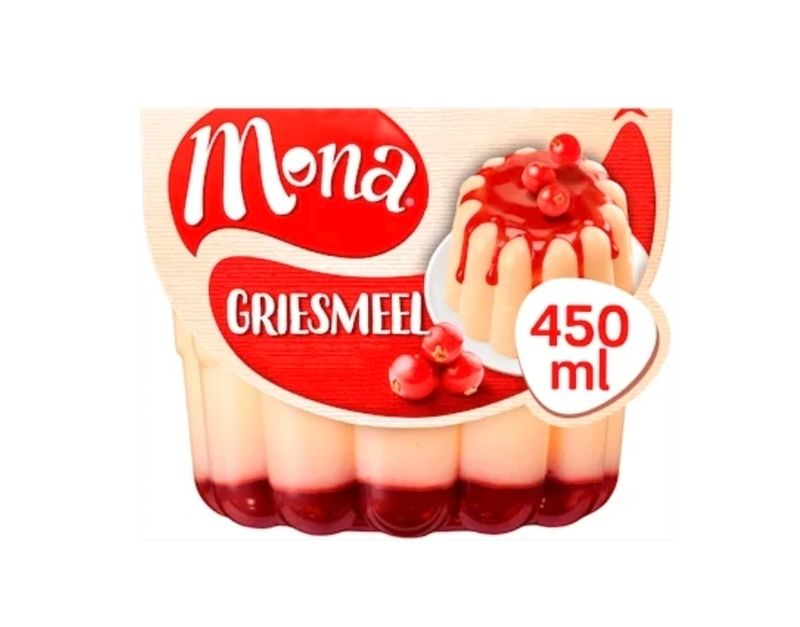 Mona griesmeelpudding met rode bessensaus tht2/8 Mona griesmeelpudding met rode bessensaus tht2/8