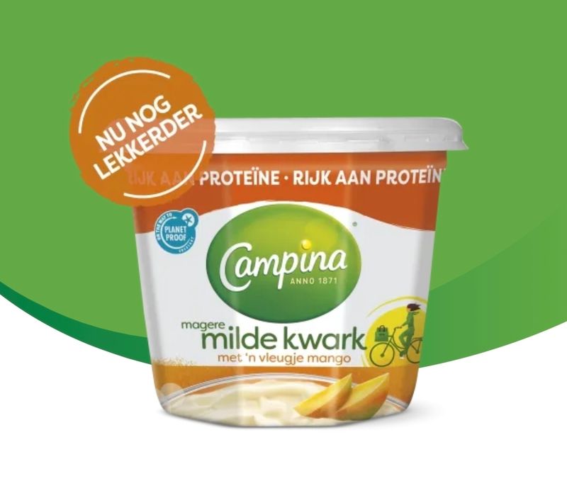 Campina milde kwark met vleugje mango tht21/10 Campina milde kwark met vleugje mango tht21/10