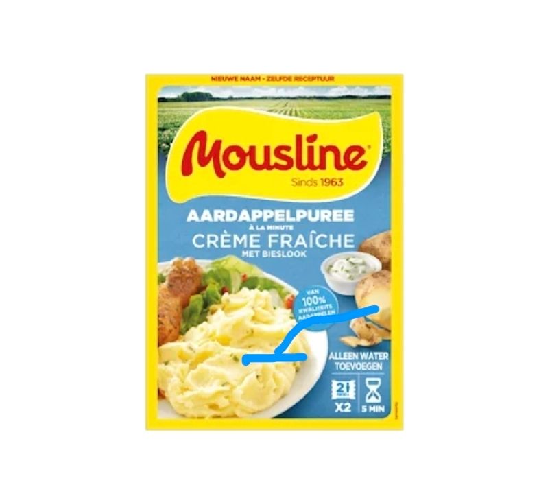 Mouseline aardappelpuree crème fraise tht30/11 Mouseline aardappelpuree crème fraise tht30/11