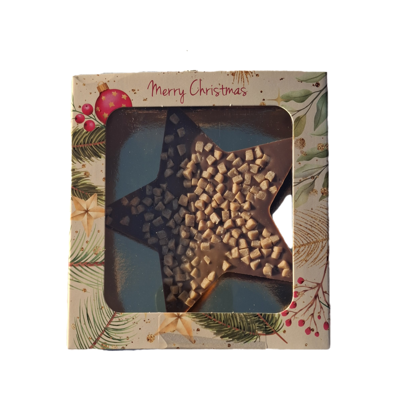 Kerstster chocolade met karamel zeezout