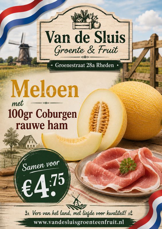 Meloen met 100gr Coburgerham